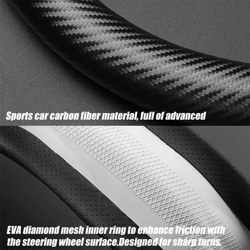 3D Embossed Carbon-Style Steering Wheel Cover — image 4