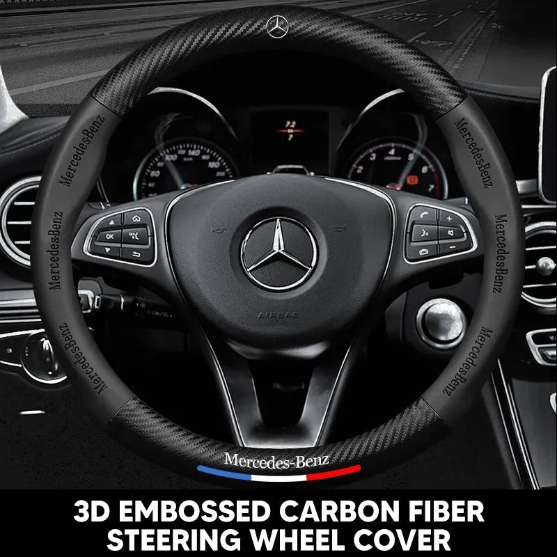 3D Embossed Carbon-Style Steering Wheel Cover — image 1